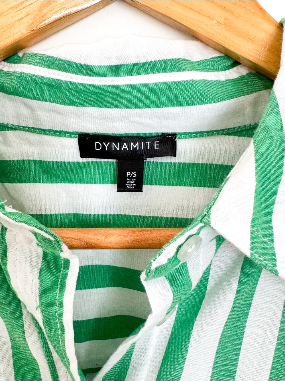 Dynamite Green & White Striped Button-Down Shirt - Picture 4 of 6